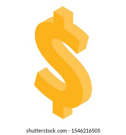 Gold dollar sign icon. Isometric of gold dollar sign vector icon for web design isolated on white background