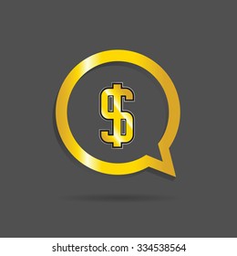 gold dollar sign vector illustration on gray background