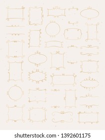 Gold doodle ornament frame vector collection