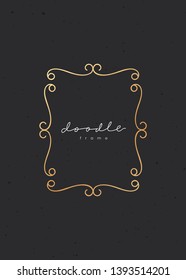Gold doodle ornament frame vector