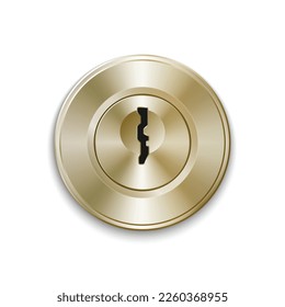 Gold door lock keyhole isolated. Vector illustration