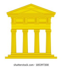 Gold doric temple isolated on white background.