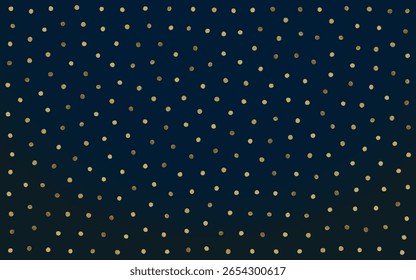Gold Dot Anniversary Vektor schwarzer Hintergrund. Banner mit isoliertem Kreis. Gelber Staub moderne Textur. Regen goldener Hintergrund.