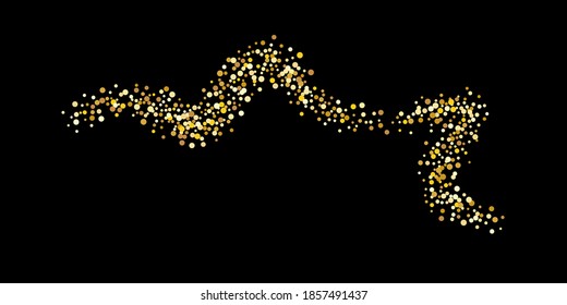 Gold dot confetti. Luxurious festive background. Abstract texture of golden grain shimmers on a black background. Design element. Vector illustration, EPS 10.