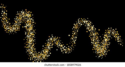 Gold dot confetti. Luxurious festive background. Abstract texture of golden grain shimmers on a black background. Design element. Vector illustration, EPS 10.