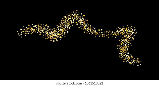 Gold dot confetti. Luxurious festive background. Abstract texture of golden grain shimmers on a black background. Design element. Vector illustration, EPS 10.