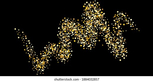 Gold dot confetti. Luxurious festive background. Abstract texture of golden grain shimmers on a black background. Design element. Vector illustration, EPS 10.