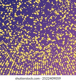 Confettis à point d'or sur fond violet néon. Des Streamers Explosion Golden Birthday. Carte De Fête À L'Aquarelle. Abstrait Anniversaire Minimaliste Cercles Ronds Plats.   Image vectorielle isolée Guirlande à l'aquarelle.
