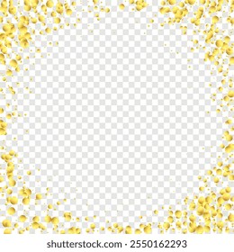 Confettis à point d'or sur fond transparent. Carte De Fête À L'Aquarelle. Minimaliste Anniversaire Golden Explosion Streamers. Image vectorielle isolée Guirlande à l'aquarelle. Cercles Ronds Plats Abstrait.  