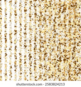 Gold Dot Confetti on Transparent Background. Abstract Flat Round Circles.   Golden Birthday Explosion Streamers. Watercolour Celebrate Card. Minimalist Anniversary  Isolated Vector Watercolor Garland.