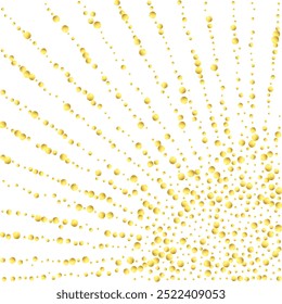 Confettis à point d'or sur fond blanc. Des Streamers Explosion Golden Birthday. Cercles Ronds Plats Abstrait.   Image vectorielle isolée Guirlande à l'aquarelle. Carte De Fête À L'Aquarelle. Anniversaire Minimaliste 