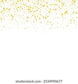 Confettis à point d'or sur fond blanc. Carte De Fête À L'Aquarelle. Minimaliste Anniversaire Isolé Image vectorielle Guirlande à l'aquarelle. Des Streamers Explosion Golden Birthday. Cercles Ronds Plats Abstrait.  