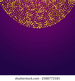 Gold Dot Luxury Vector Purple Background. Effect Round Illustration. Yellow Dust Bright Design. Rain Festive Pattern.
