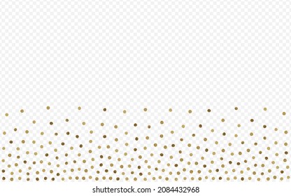 Gold Dot Paper Vector Transparent Background. Anniversary Polka Banner. Yellow Circle Transparent Wallpaper. Shine Abstract Background.