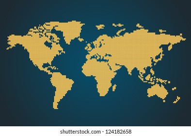 gold dot world map vector