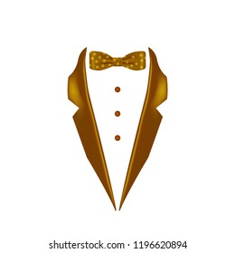 gold dotted colored bow tie dinner jacket collar icon. Element of evening menswear illustration