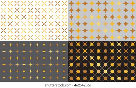 Gold dotted pattern geometric gradient on white, gray and black background