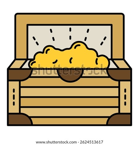 Gold dower chest icon. Outline gold dower chest vector icon color flat isolated