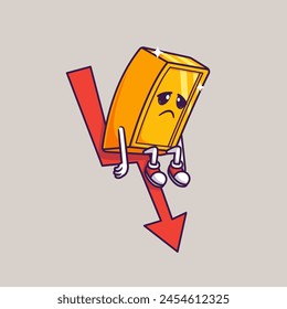 Gold Down Graphic Cartoon Vector Icon Illustration. Business Finance Icon Concept Isolated Premium Vector. Flat Cartoon Style