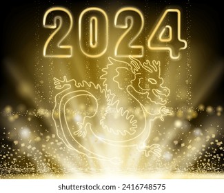 Gold Dragon character 2024 Chinese New Year of the Dragon