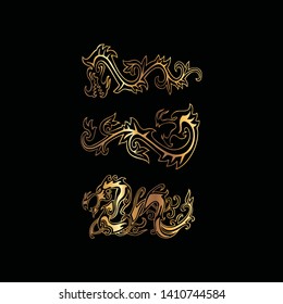 Gold Dragon Illustration Vector Logo