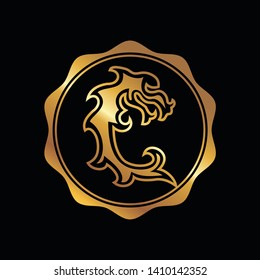 Gold Dragon Letter Logo Vector