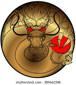 gold dragon on circle