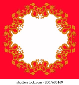 Goldener Drache auf rotem Hintergrund, gemein ist Glück, für Dekoration oder Werbung für jedes Festival zu Gruß. Vektorgrafik