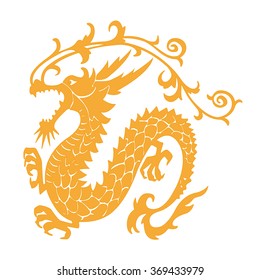 Gold Dragon  on white  Background