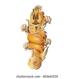 gold Dragon on a white background 