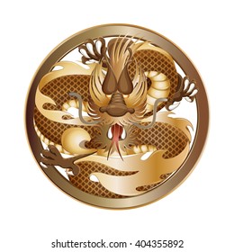 gold Dragon on a white background 