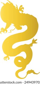 Gold Dragon Silhouette Isolated on White Background. Happy Chinese New Year. Vector Illustration