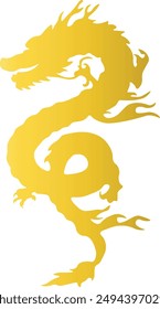 Gold Dragon Silhouette Isolated on White Background. Happy Chinese New Year. Vector Illustration