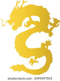 Gold Dragon Silhouette Isolated on White Background. Happy Chinese New Year. Vector Illustration