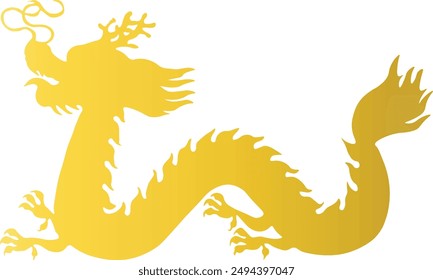 Gold Dragon Silhouette Isolated on White Background. Happy Chinese New Year. Vector Illustration