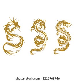 Gold Dragon Tribal Vector