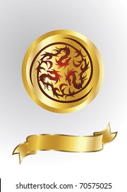 gold dragons isolated