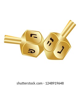 Gold dreidel icon. Realistic illustration of gold dreidel vector icon for web design isolated on white background