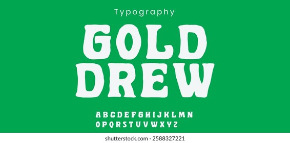 Gold Drew sans serifs alphabet,  digital font for dynamic tech logo, powerful headline, advanced typography. Vector typeset