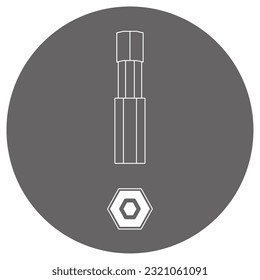 Gold Driver Bit_ Hexagonal Illustration.