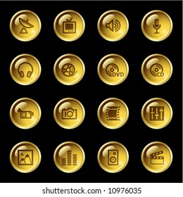 Gold drop media icons