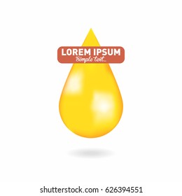 Gold drop with shadow. Logo concept. Vector