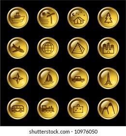 Gold drop travel icons