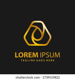 Plantilla de diseño de logotipos triangulares Gold Drop Premium