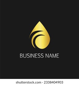 Gold droplet water bio logo vector image
