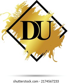 Diseño de arte vectorial del logotipo de DU dorado