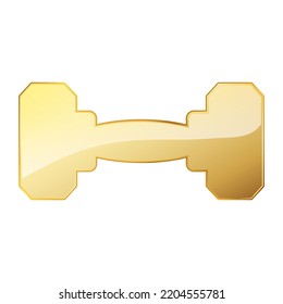Gold dumbbell icon. Golden logo design element. Vector illustration. Exercise dumbbells icon