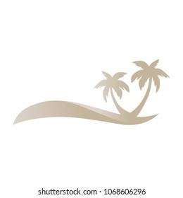 Gold dune with palms, abstract logo icon