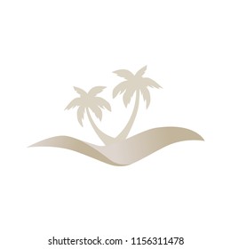 Gold dune with palms, abstract logo icon