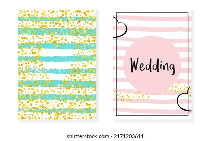goldener Staubhintergrund. Weißer Rahmen. Streifen-Xmas-Abdeckung. Rosenkarnevalstardust. Goldene Branding-Illustration. Türkisfarbenes Geburtstagsdesign. Feminine Magazine Set. rosafarbener goldener Staubhintergrund